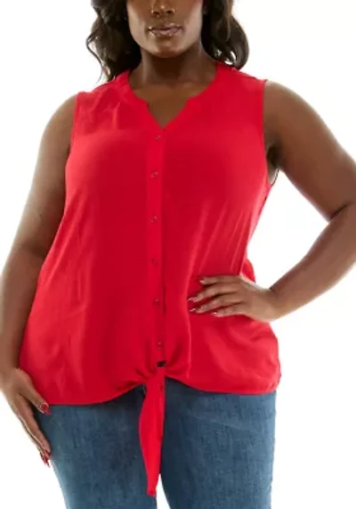 Plus Tie Front Shirt
