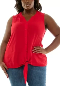 Plus Tie Front Shirt