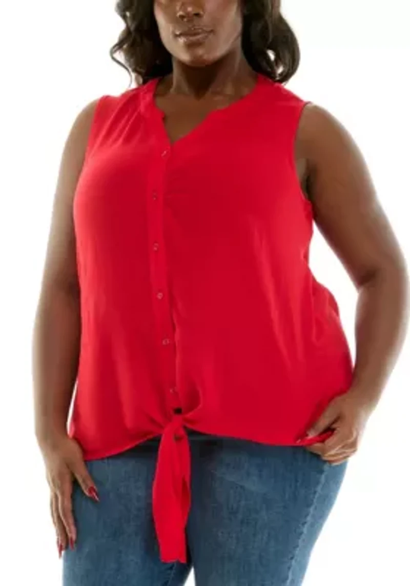 Plus Tie Front Shirt