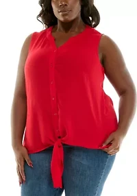 Plus Tie Front Shirt