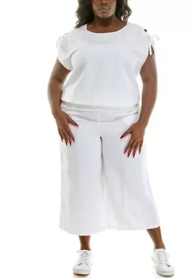 Plus Eyelet Smocked Top