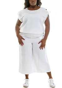 Plus Eyelet Smocked Top