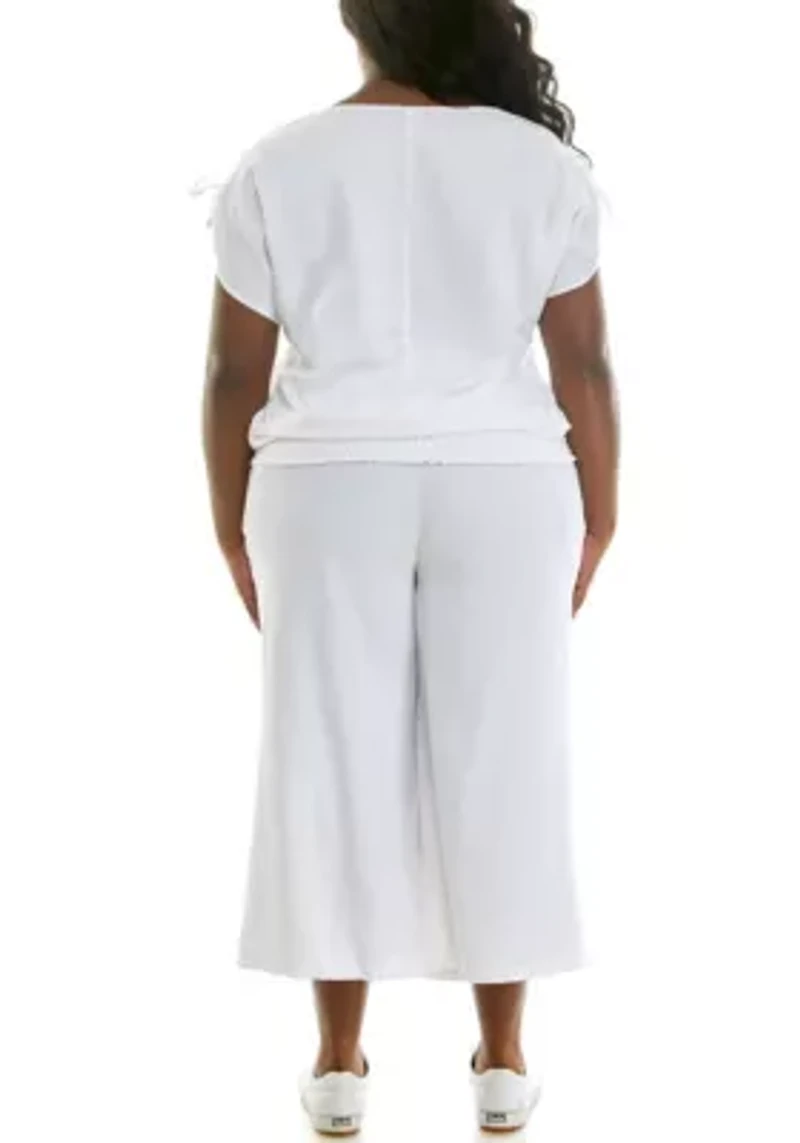Plus Eyelet Smocked Top