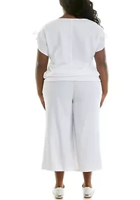 Plus Eyelet Smocked Top