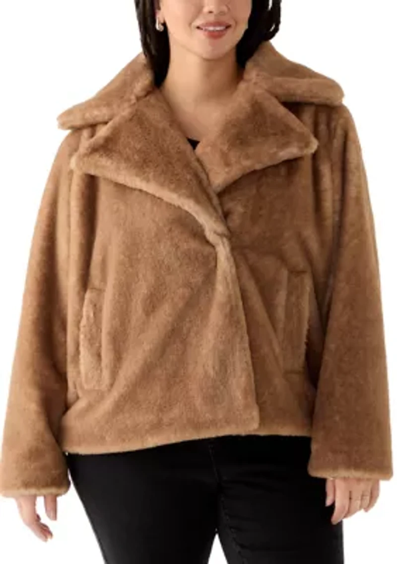 Plus Long Sleeve Fur Jacket