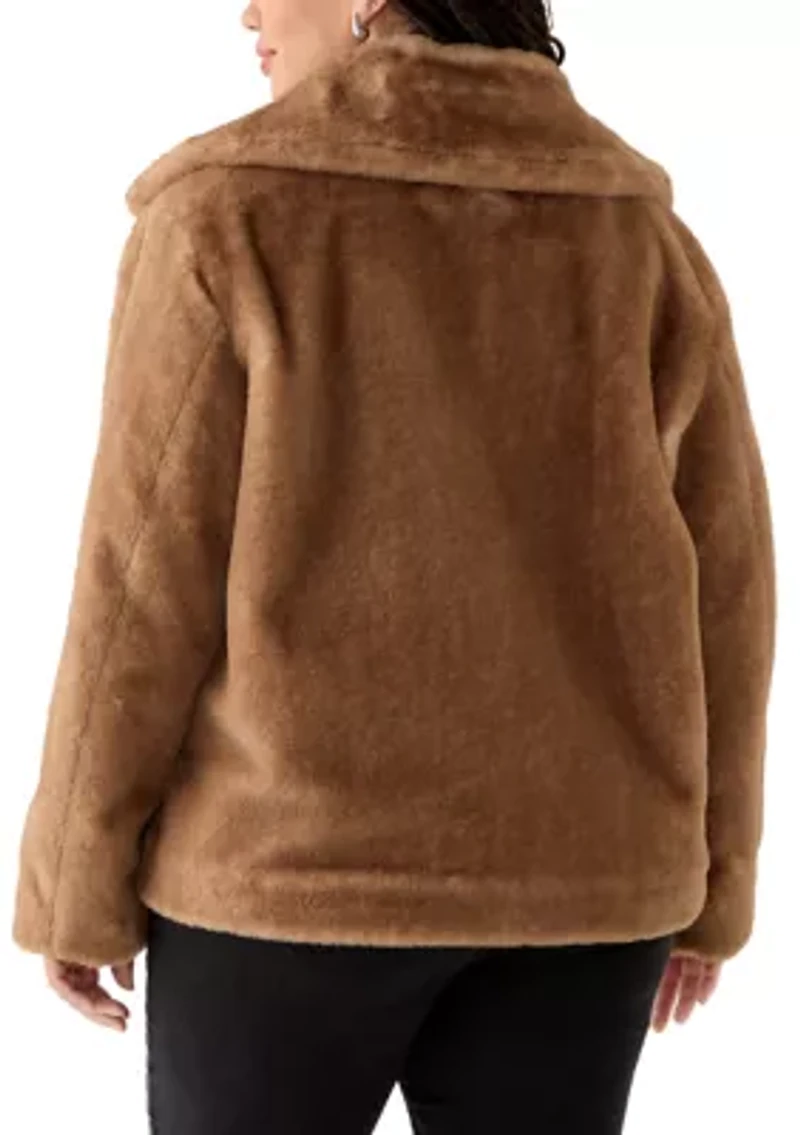 Plus Long Sleeve Fur Jacket