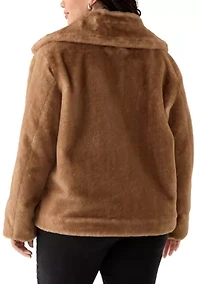 Plus Long Sleeve Fur Jacket