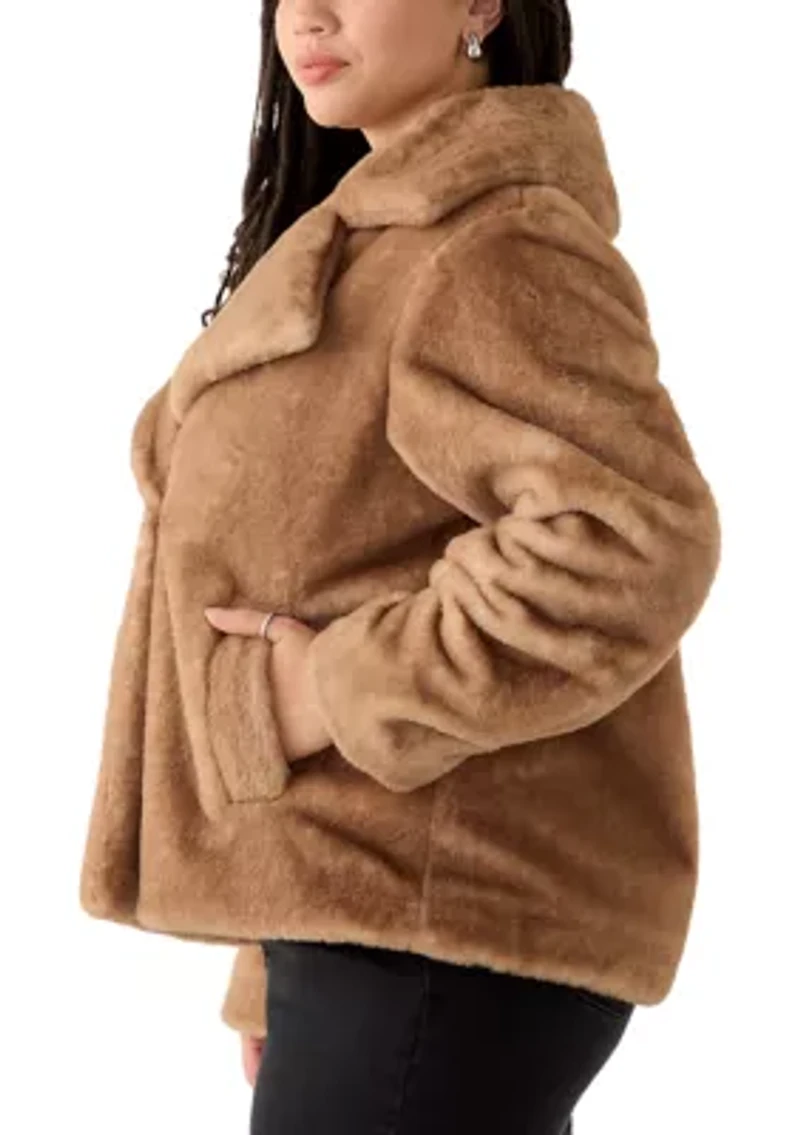 Plus Long Sleeve Fur Jacket