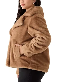 Plus Long Sleeve Fur Jacket