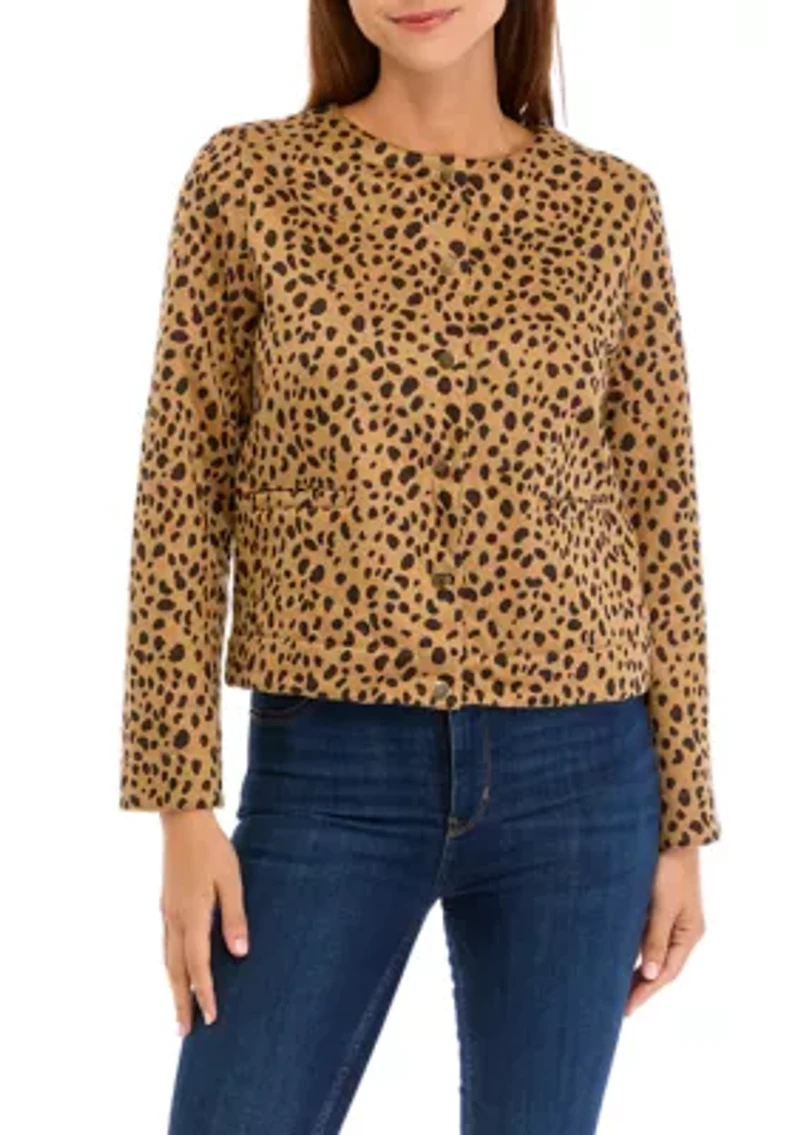 Petite Crop Knit Quilted Jacket