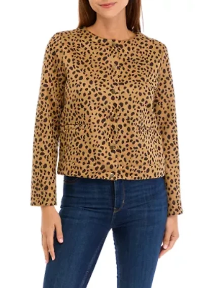 Petite Crop Knit Quilted Jacket