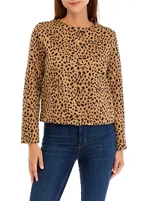 Petite Crop Knit Quilted Jacket