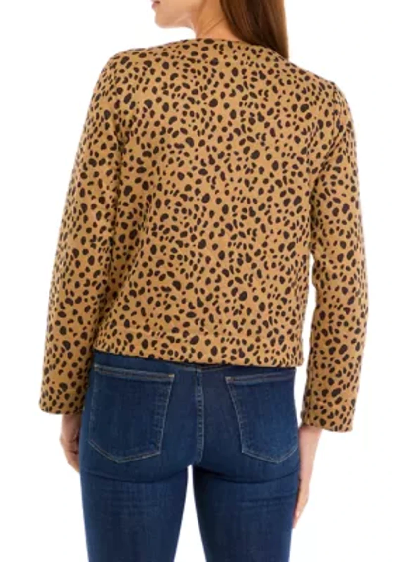 Petite Crop Knit Quilted Jacket