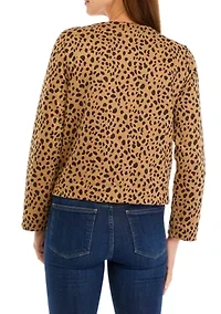 Petite Crop Knit Quilted Jacket