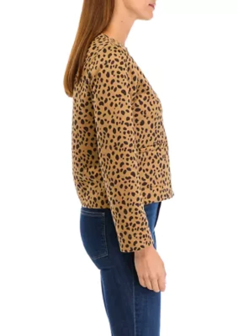 Petite Crop Knit Quilted Jacket