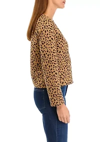 Petite Crop Knit Quilted Jacket