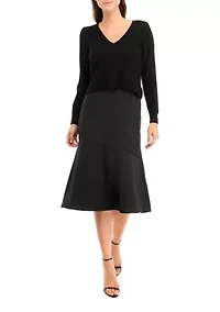 Women's Sweater Satin Dress