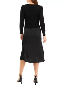 Women's Sweater Satin Dress