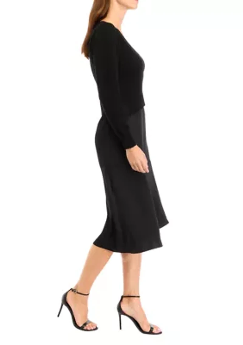 Women's Sweater Satin Dress