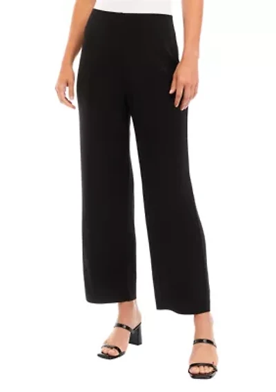 Petite Pull On Wide Leg Knit Pants