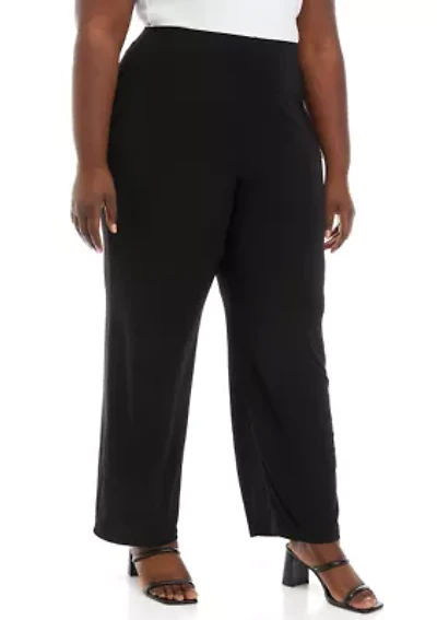 Solid Wide Leg Knit Pants - Regular