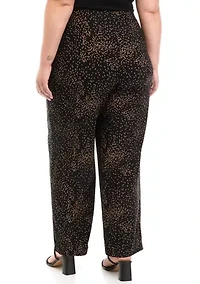 Plus Pull On Wide Leg Knit Printed Pants