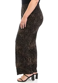 Plus Pull On Wide Leg Knit Printed Pants