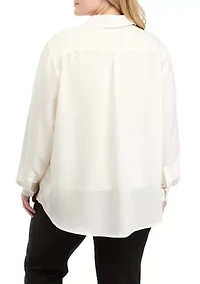 Plus Long Sleeve Slim Fit Utility Blouse