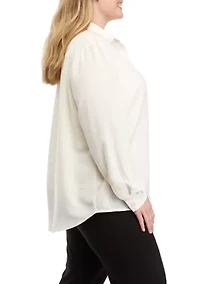 Plus Long Sleeve Slim Fit Utility Blouse