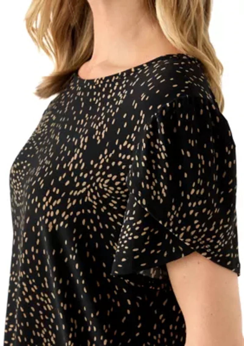 Petite Gathered Tulip Sleeve Top