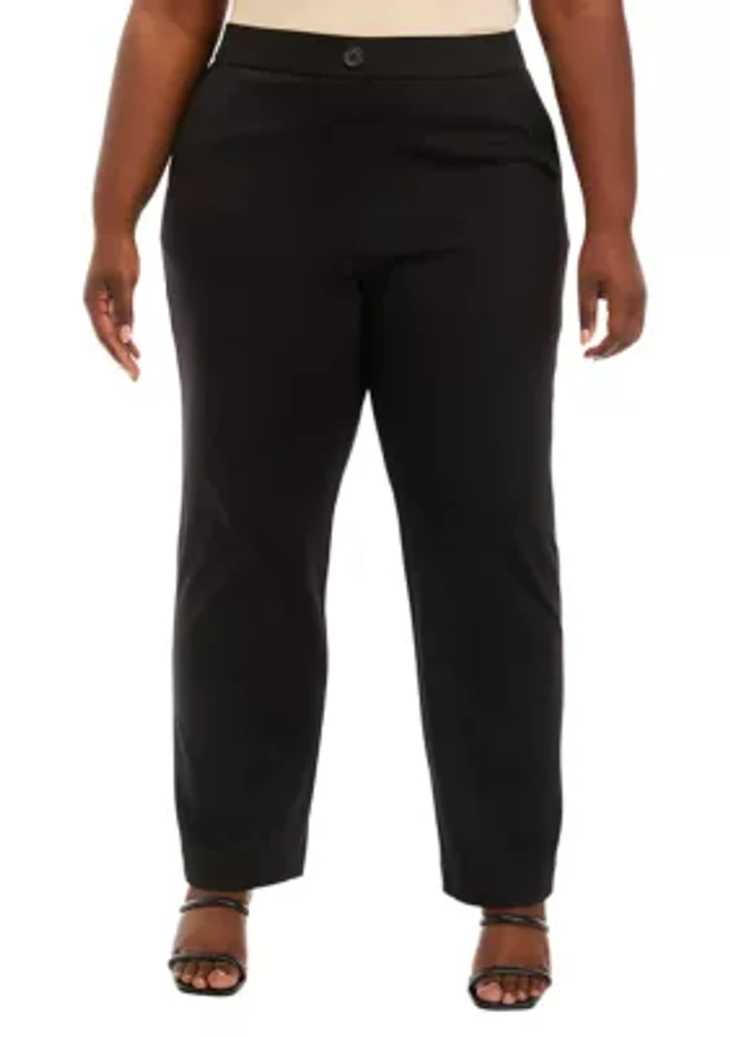 Plus Pull On Ponte Straight Pants