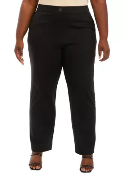 Plus Pull On Ponte Straight Pants