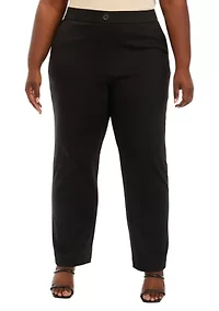 Plus Pull On Ponte Straight Pants