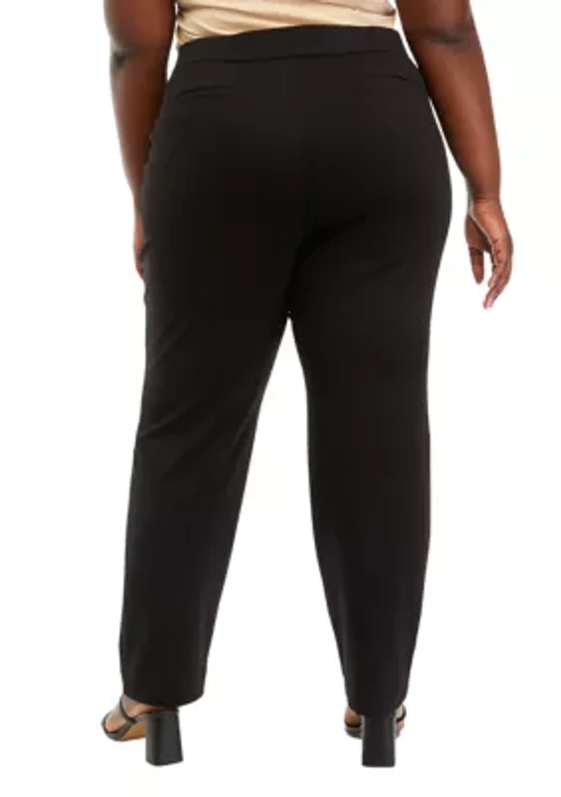 Plus Pull On Ponte Straight Pants