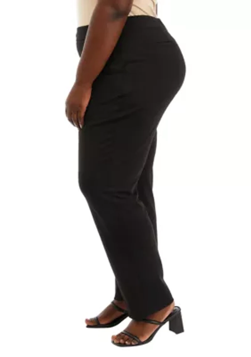 Plus Pull On Ponte Straight Pants