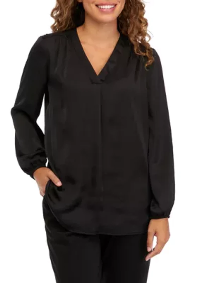 Petite Satin Solid Woven Top
