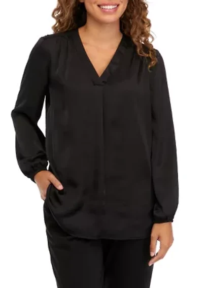 Petite Satin Solid Woven Top