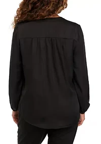 Petite Satin Solid Woven Top