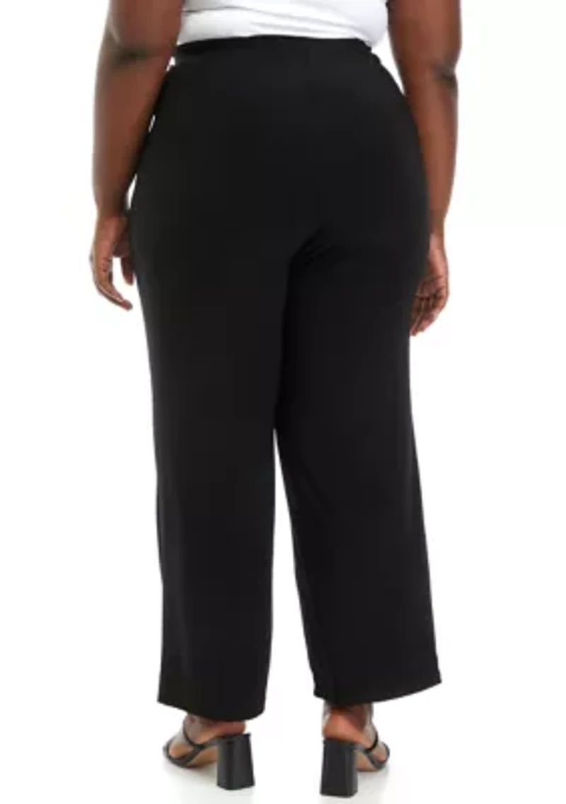 Plus Pull On Wide Leg Knit Pants
