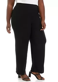 Plus Pull On Wide Leg Knit Pants