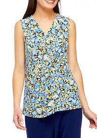 Petite Printed V-Neck Twist Front Tank Top