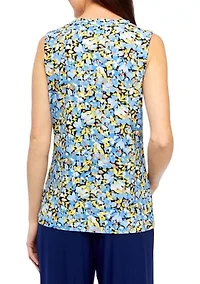 Petite Printed V-Neck Twist Front Tank Top