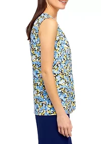 Petite Printed V-Neck Twist Front Tank Top