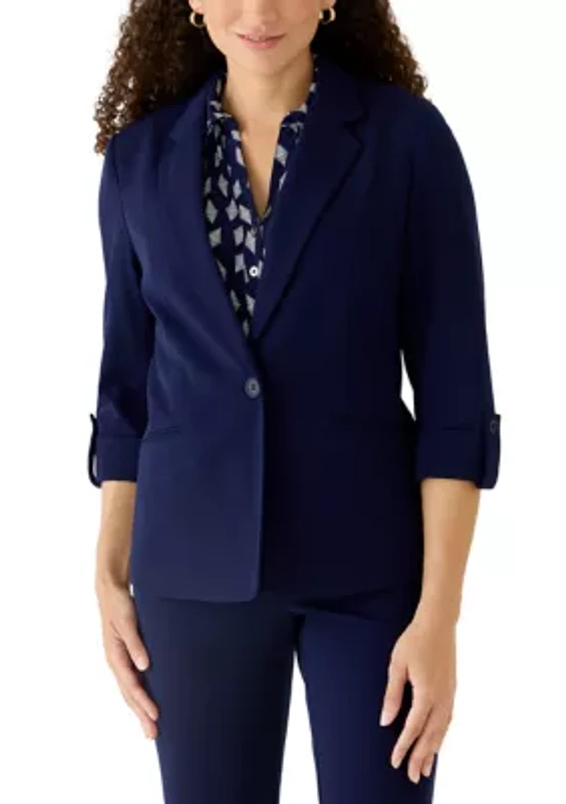 Petite One Button Notch Collar Jacket