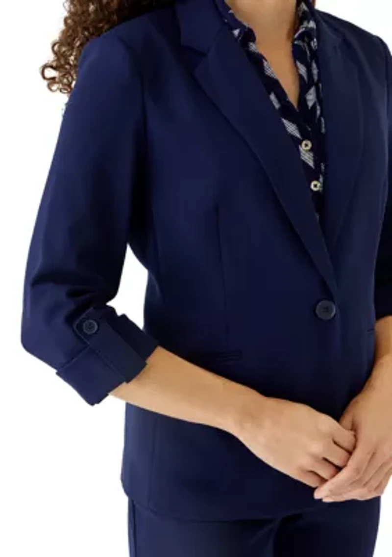 Petite One Button Notch Collar Jacket