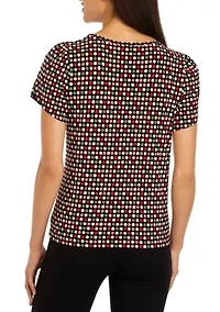 Petite Printed Gathered Tulip Sleeve Top