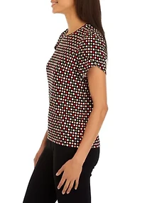 Petite Printed Gathered Tulip Sleeve Top