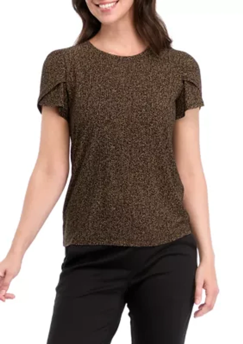 Petite Printed Tulip Sleeve Top