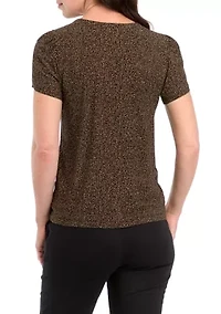 Petite Printed Tulip Sleeve Top
