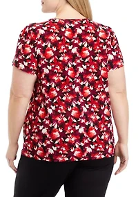 Plus Printed Short Tulip Sleeve Top